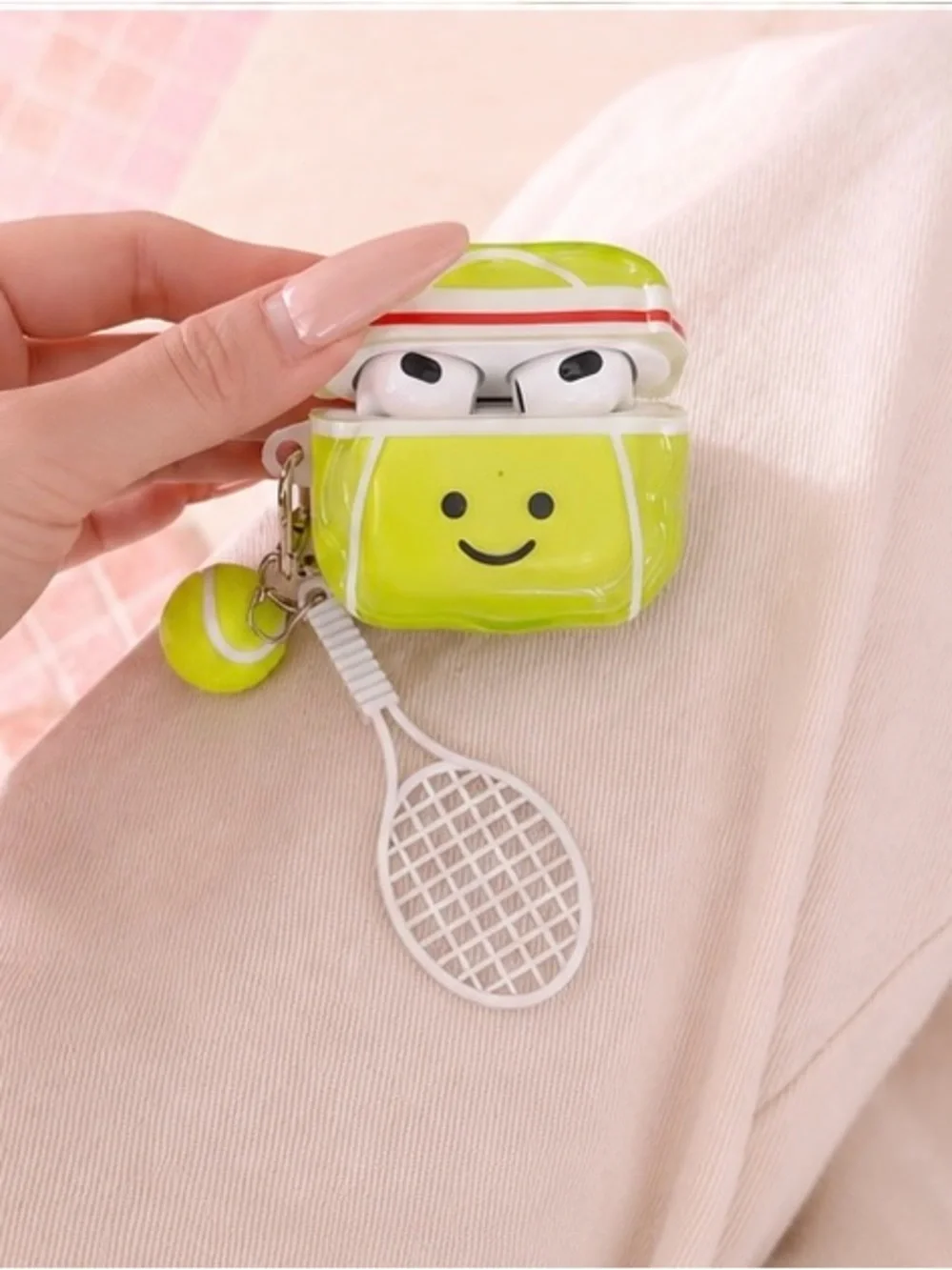 Cute Tennis AirPods Case with Racket Charm | Fits AirPods 4, 3, 2, Pro & Pro2 💗🎾